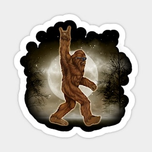 Bigfoot Sasquatch Loves Rock And Roll Sunglasses Sticker